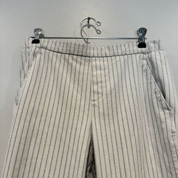 Uniqlo Pants Joggers White Pin Stripe Chino Business Professional Women sz 8 - Picture 2 of 7